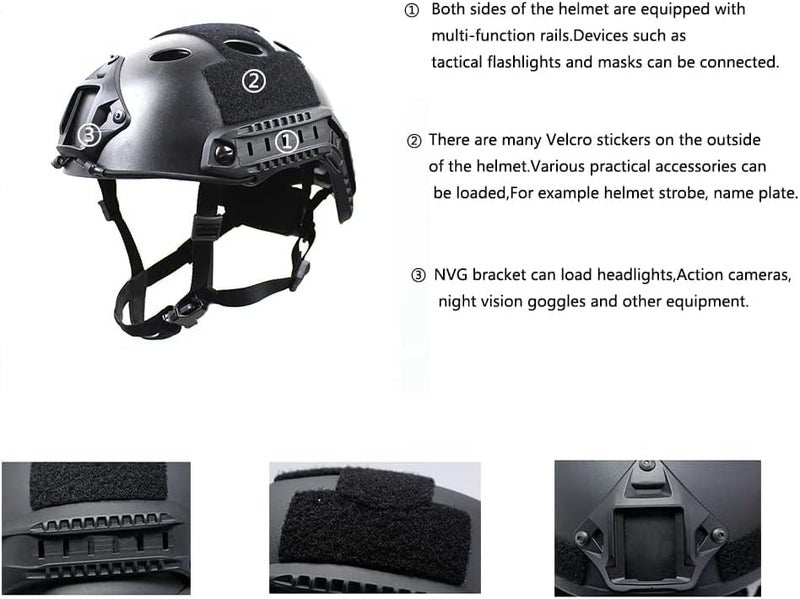 LEJUNJIE PJ Tactical Paintball Airsoft Helmet Fast Military Helmet with NVG Bracket and Side Guide Rail - Image 2